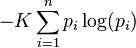 -K\sum_{i=1}^np_i\log (p_i)