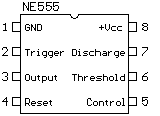 Rozmístění
vývodů obvodu NE555