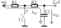 Náhradní
schéma pro fázi nabíjení kondenzátoru C1
